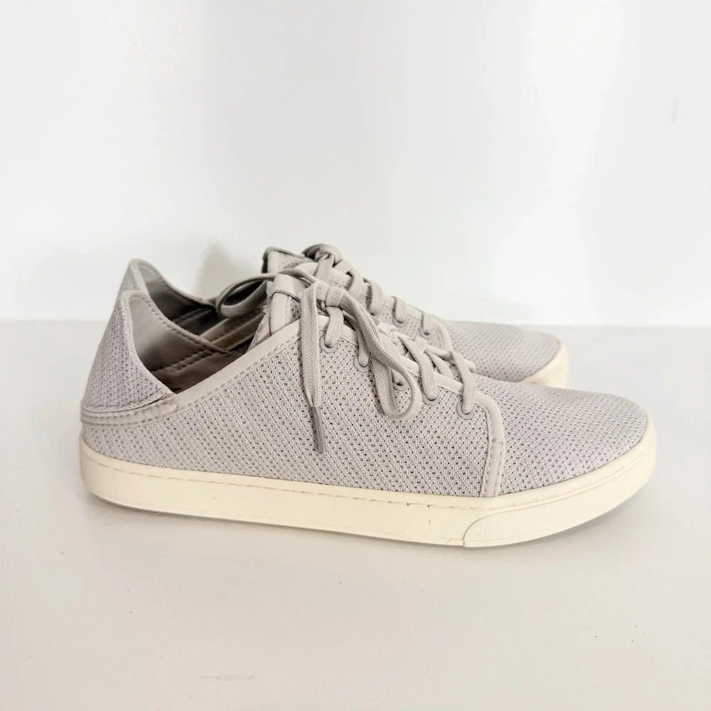 OluKai Pehuea Li Sneakers Womens 8 Mist Grey New Mesh Walking Casual Drop In